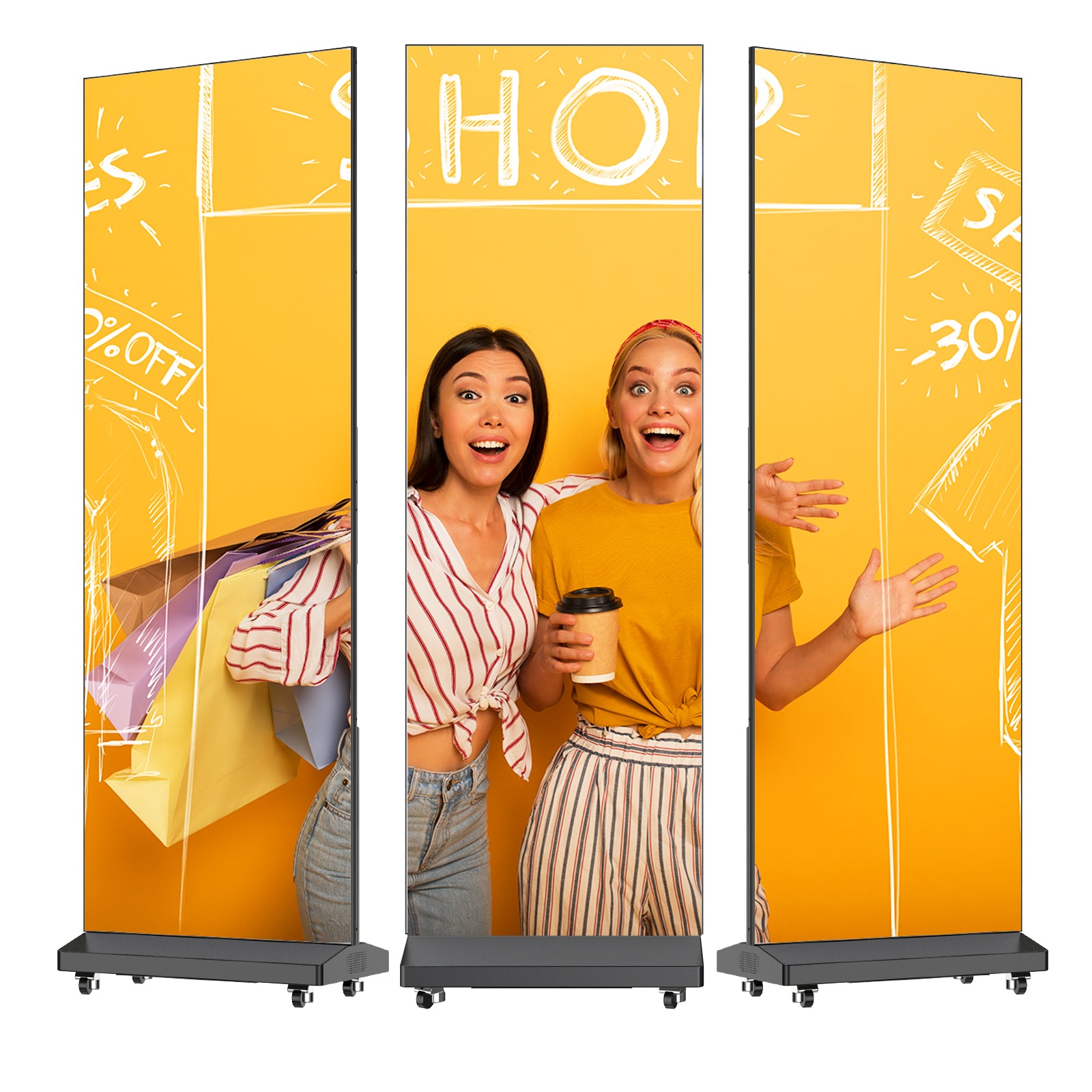 80 Inch LED Digital Signage Display, Foldable Seamless Stitching Kiosk, P1.86 GOB LED Screen Poster with Flight Case, Commercial Advertising Display for Events, Rentals and Weddings
