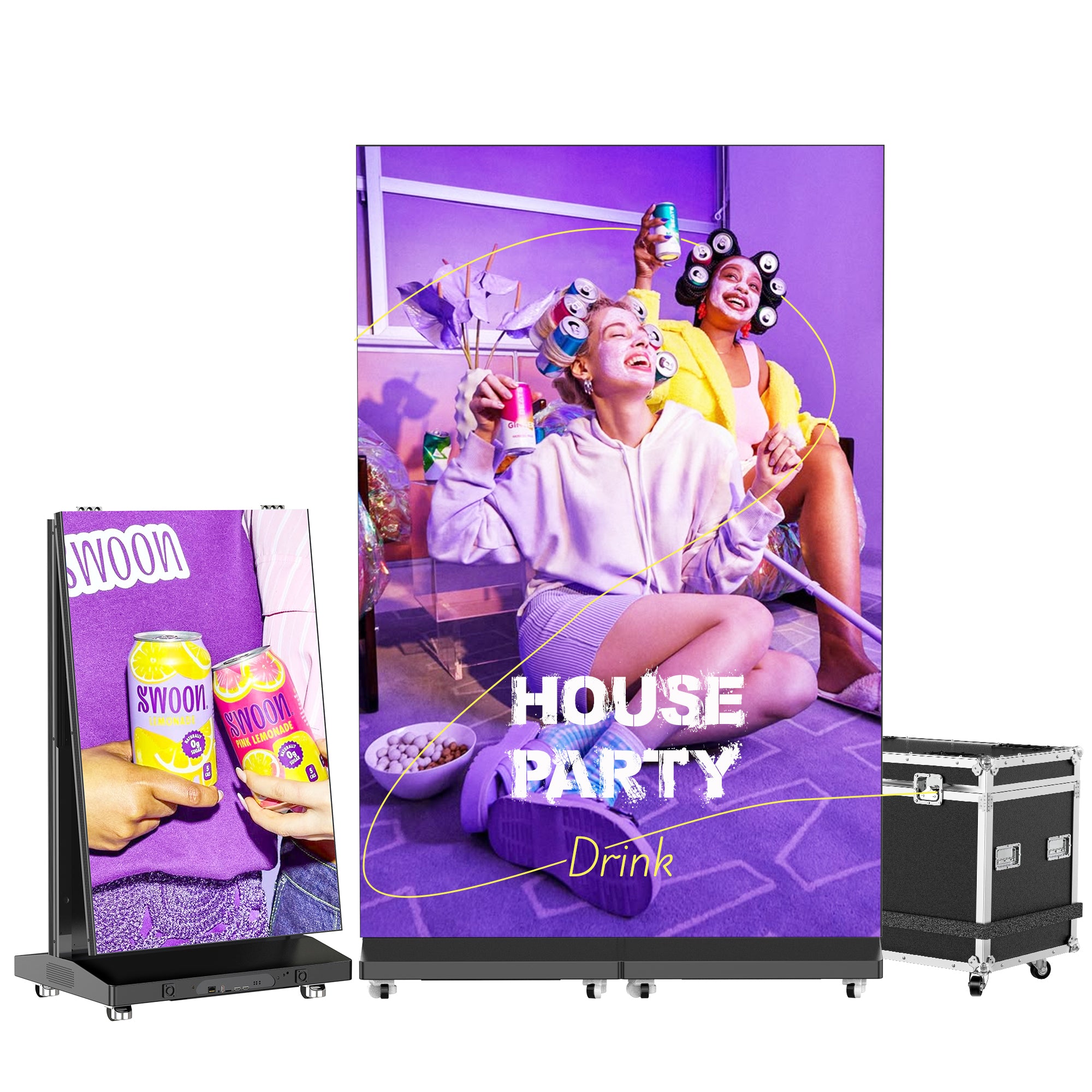 80 Inch LED Digital Signage Display, Foldable Seamless Stitching Kiosk, P1.86 GOB LED Screen Poster with Flight Case, Commercial Advertising Display for Events, Rentals and Weddings 2 units