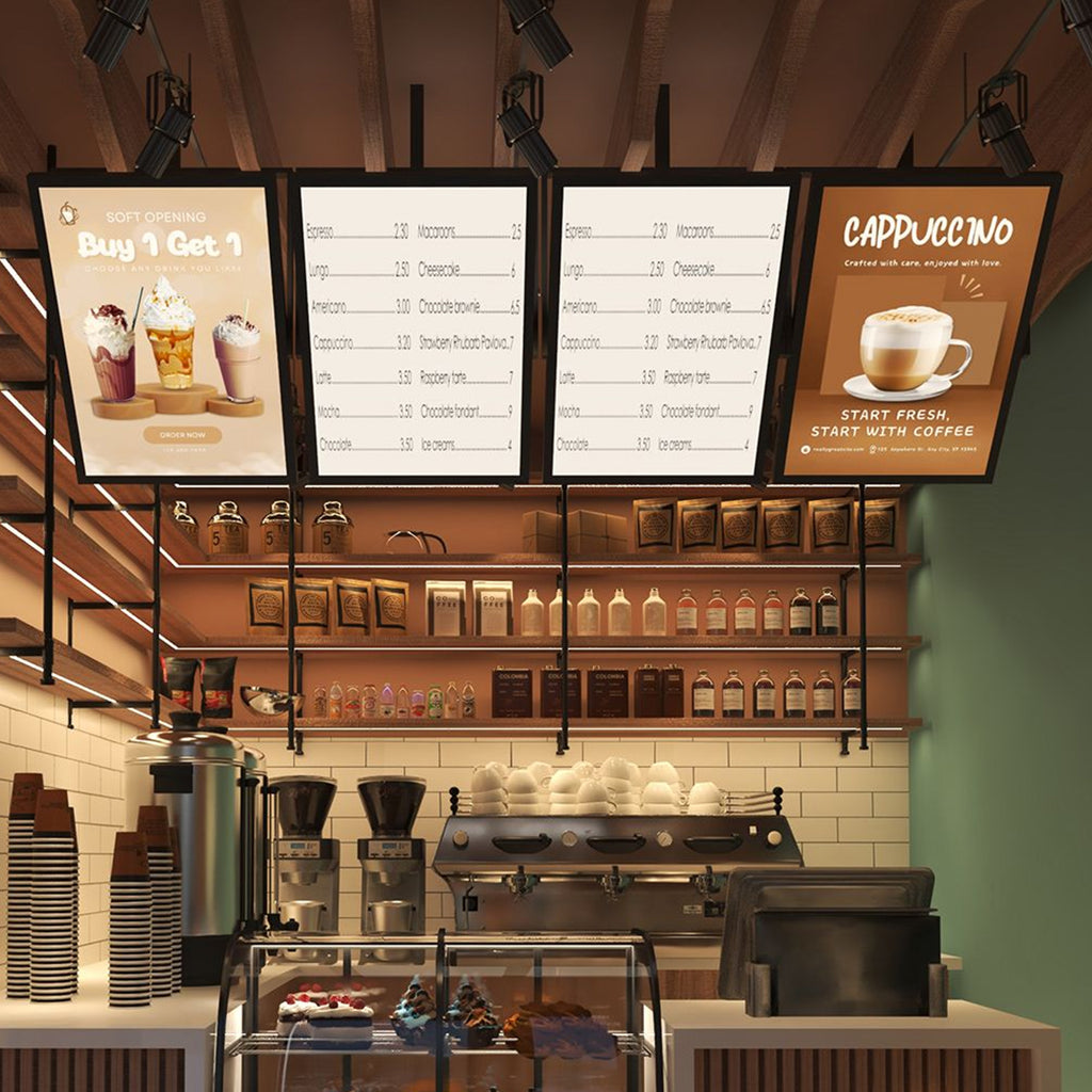 Wall Mount Digital Signage, FHD Touchscreen Monitor Android 14, Multi-Touch Screen Smart Split, Commercial Advertising Display, Time Switch, CMS Management, HD-MI/ USB/ WiFi/ for Windows